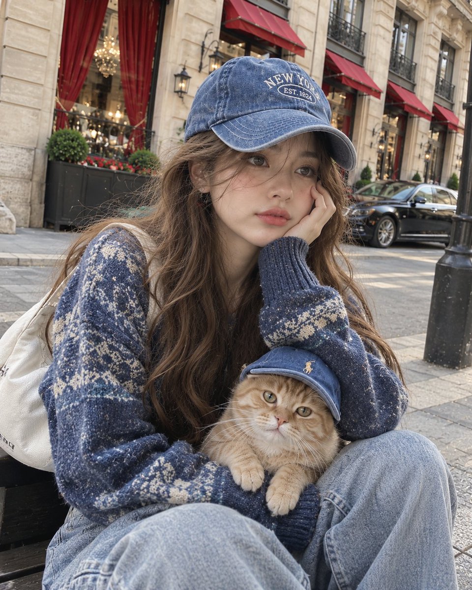 A realistic close-up street selfie of a young woman with ...