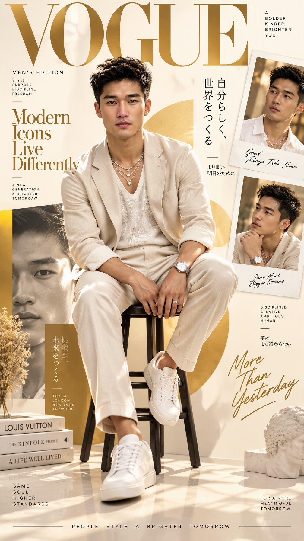 Create a premium cinematic fashion editorial poster using...