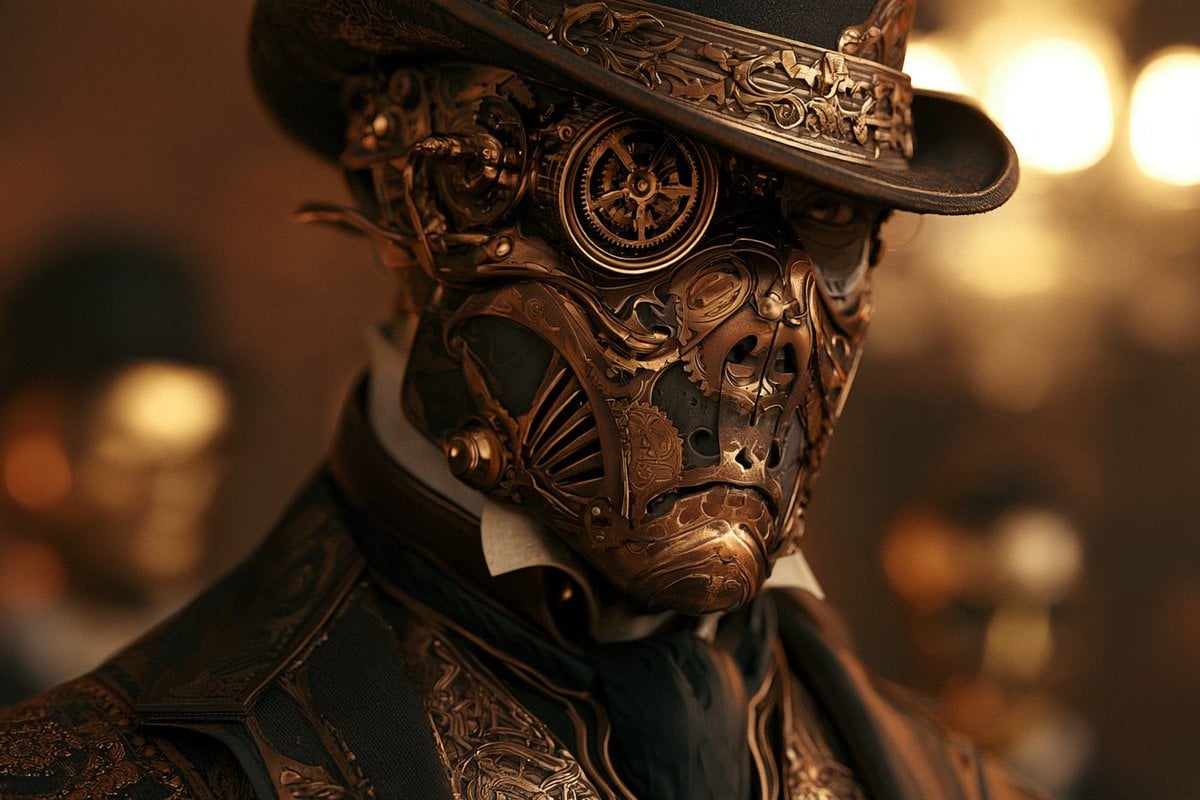 [Subject] portrayed at a Clockwork Masquerade, where eleg... - alternate