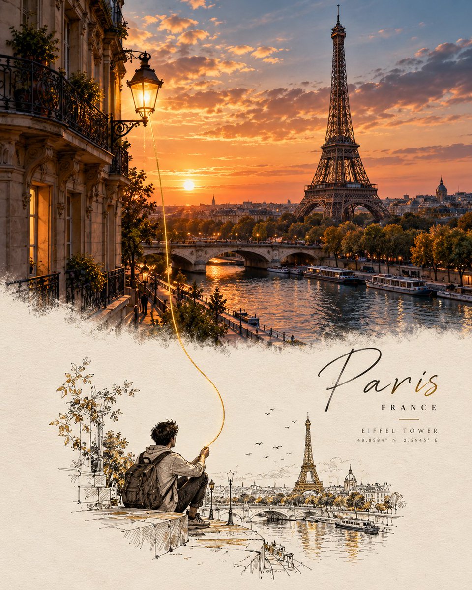 Create a sophisticated conceptual travel-art poster based...