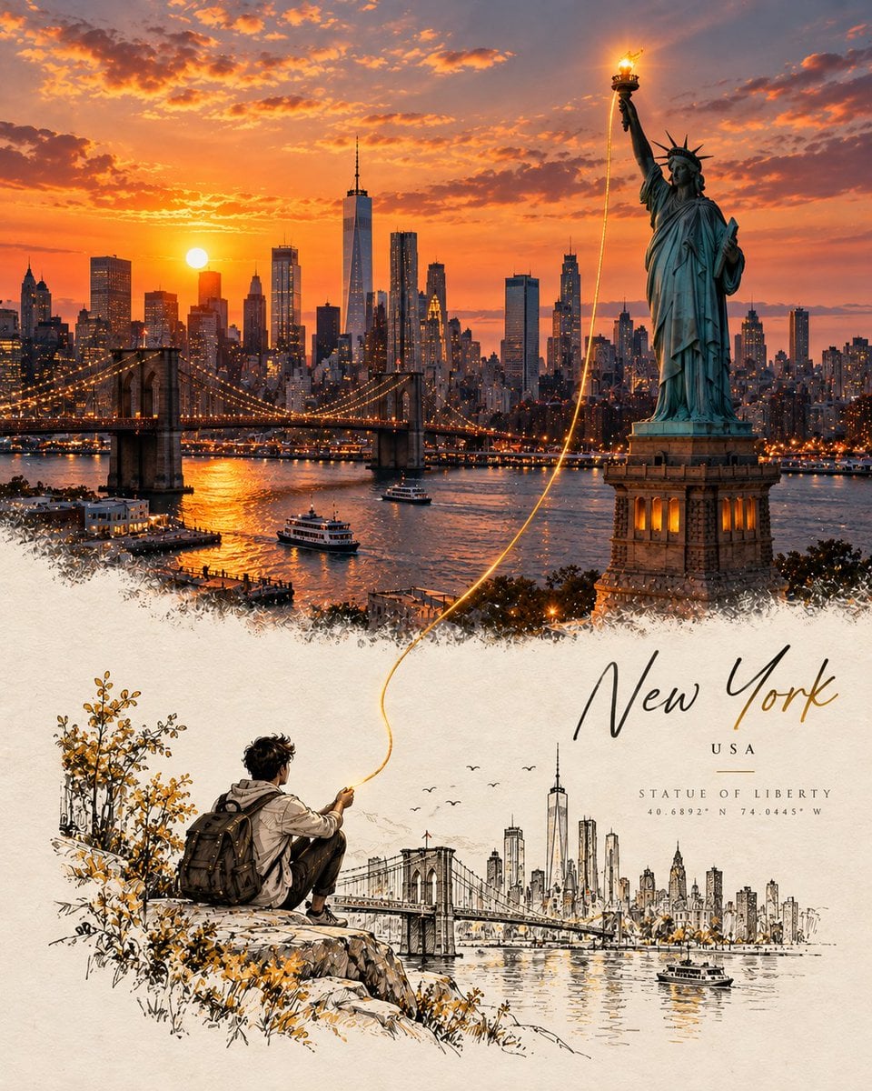 Create a sophisticated conceptual travel-art poster based... - alternate