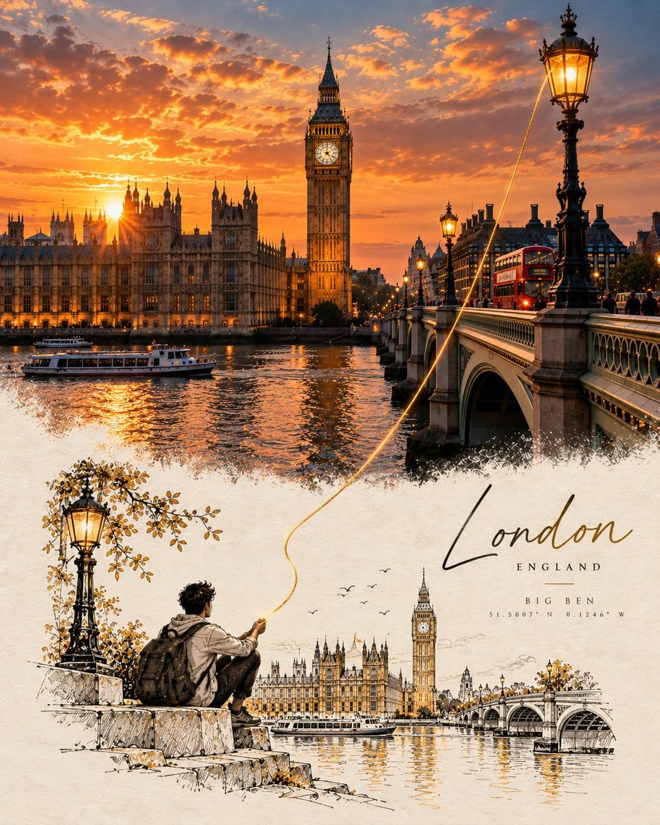 Create a sophisticated conceptual travel-art poster based... - alternate