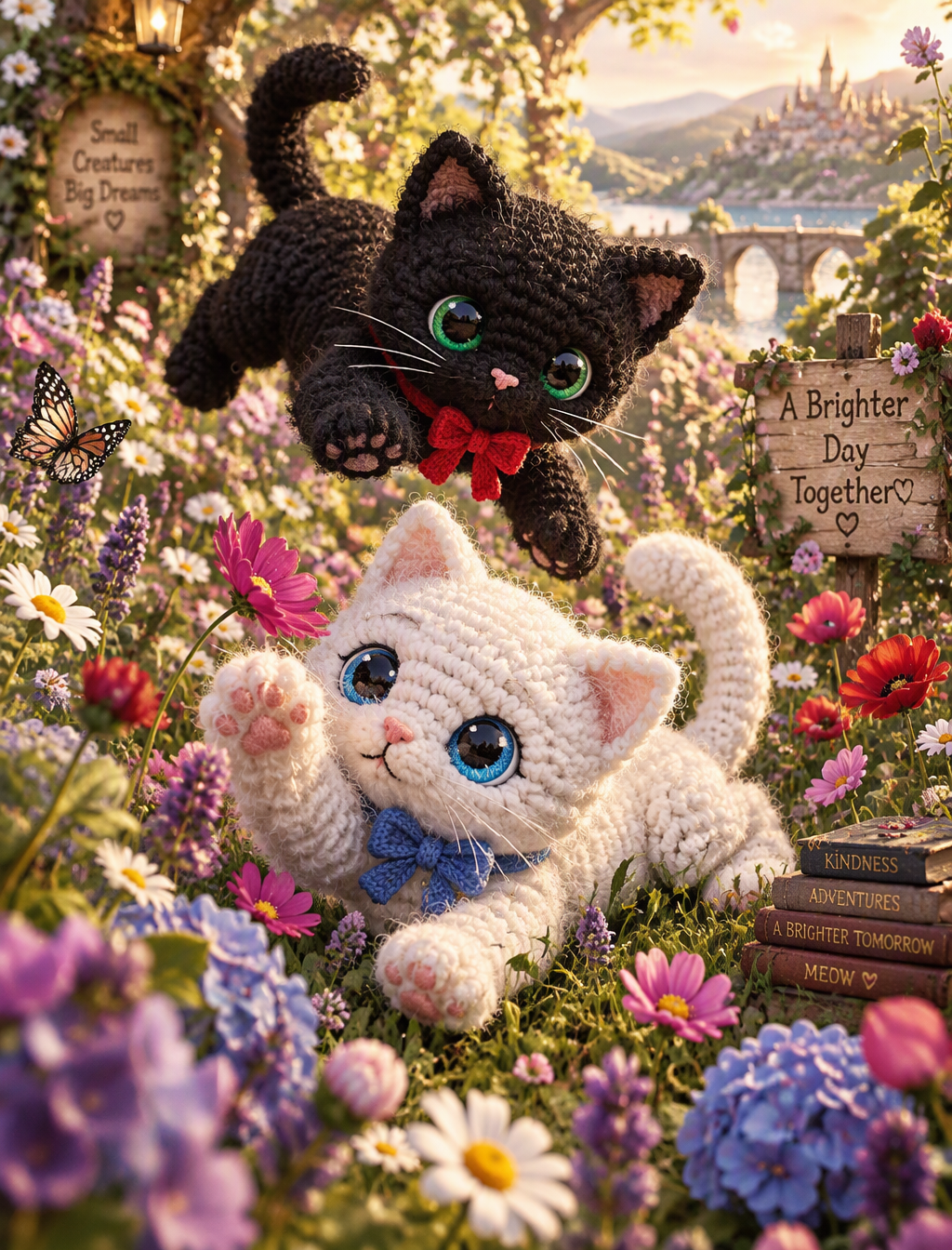 High-quality, intricate macro photography of two adorable...