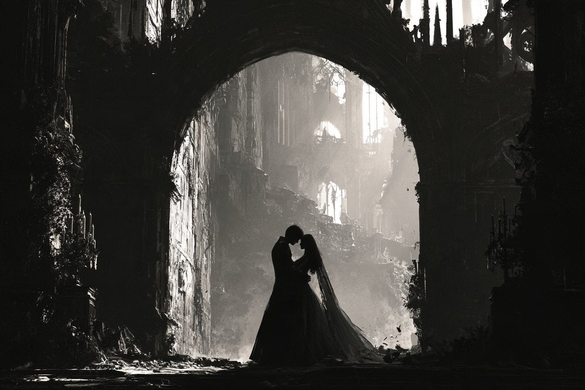 [Subject] rendered in a High-Contrast Gothic Romance, wit... - alternate