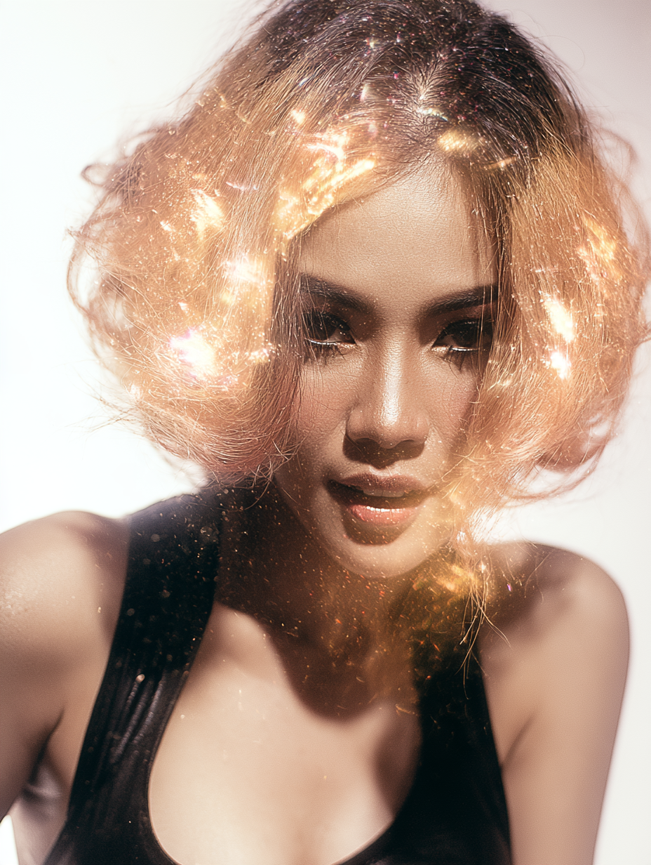 portrait photo a beautiful fairy woman with glowing cosmi... - alternate