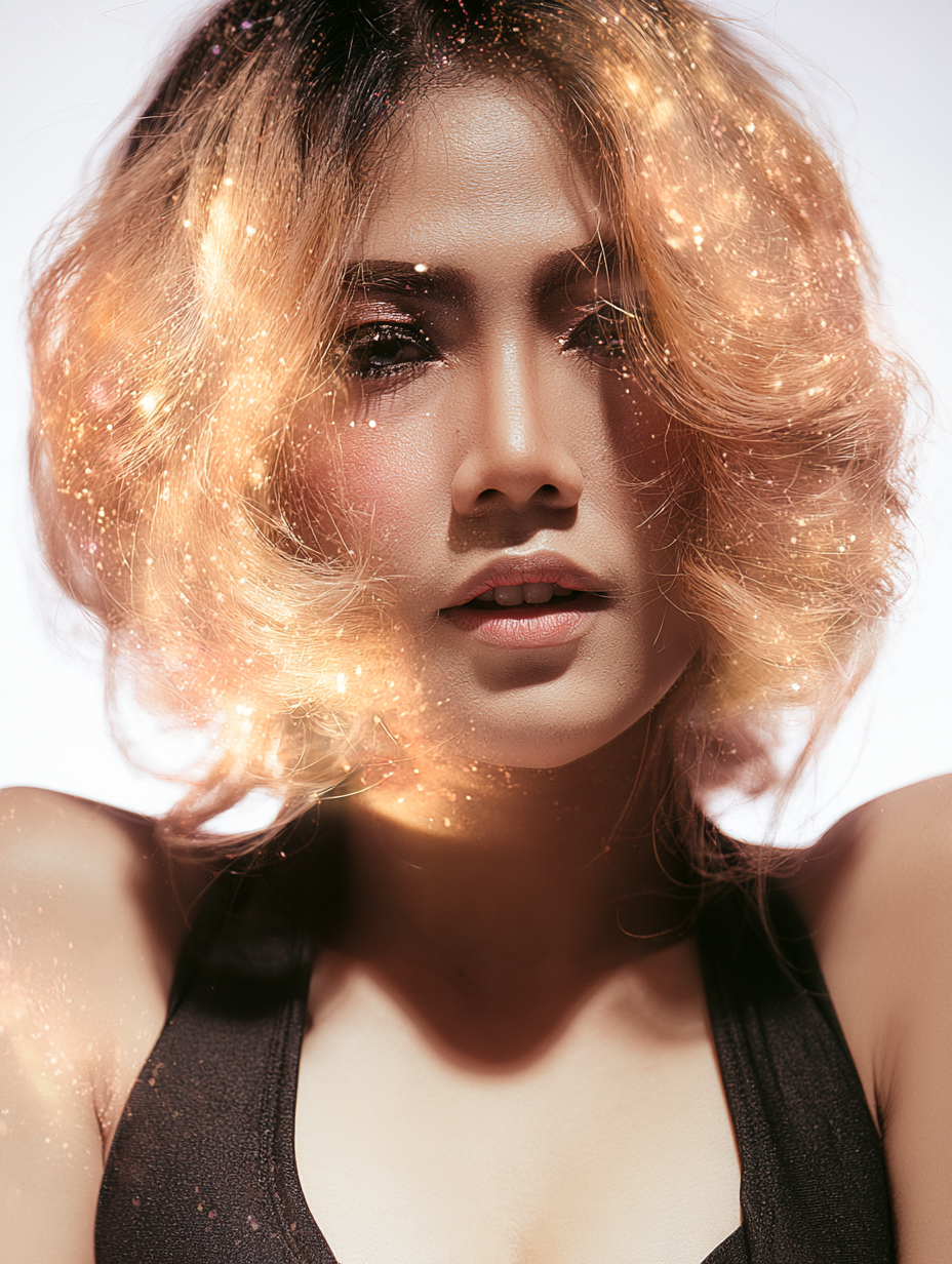 portrait photo a beautiful fairy woman with glowing cosmi... - alternate