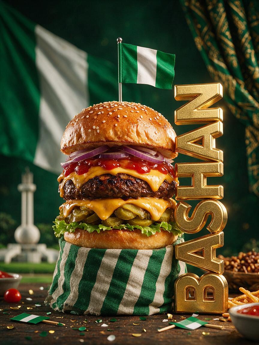 A celebratory Nigerian Independence Day food advertisemen...