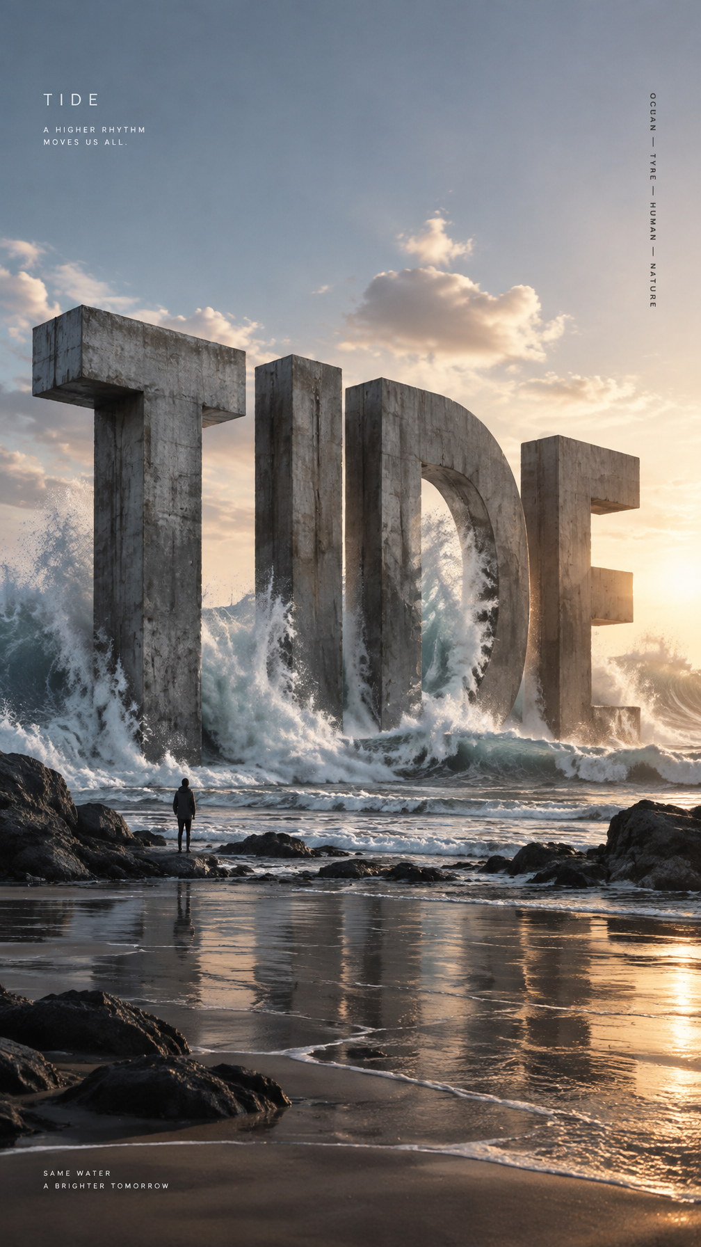 Create a 9:16 vertical conceptual poster built around mon...