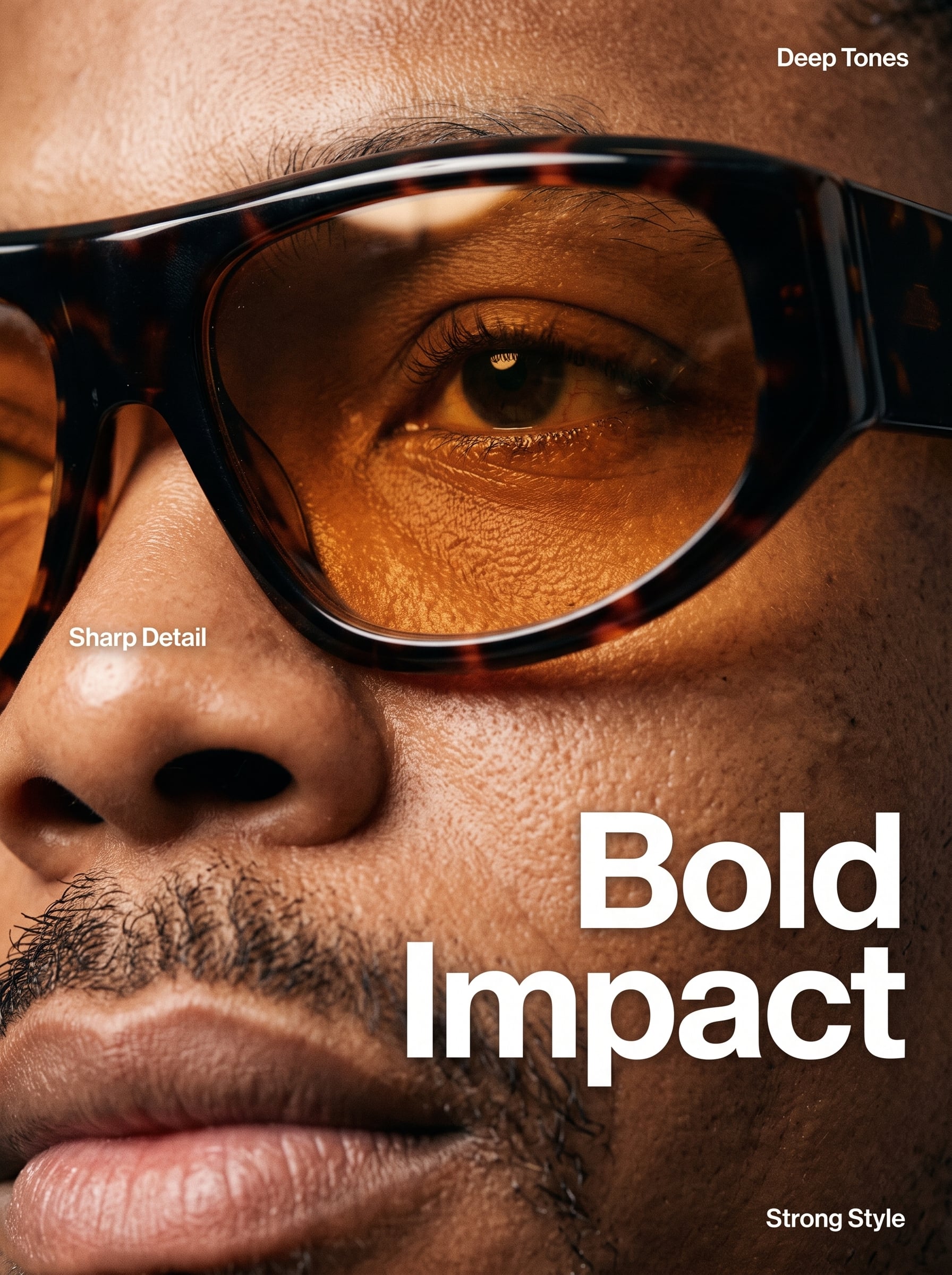 An extreme close-up, high-fashion editorial portrait focu...