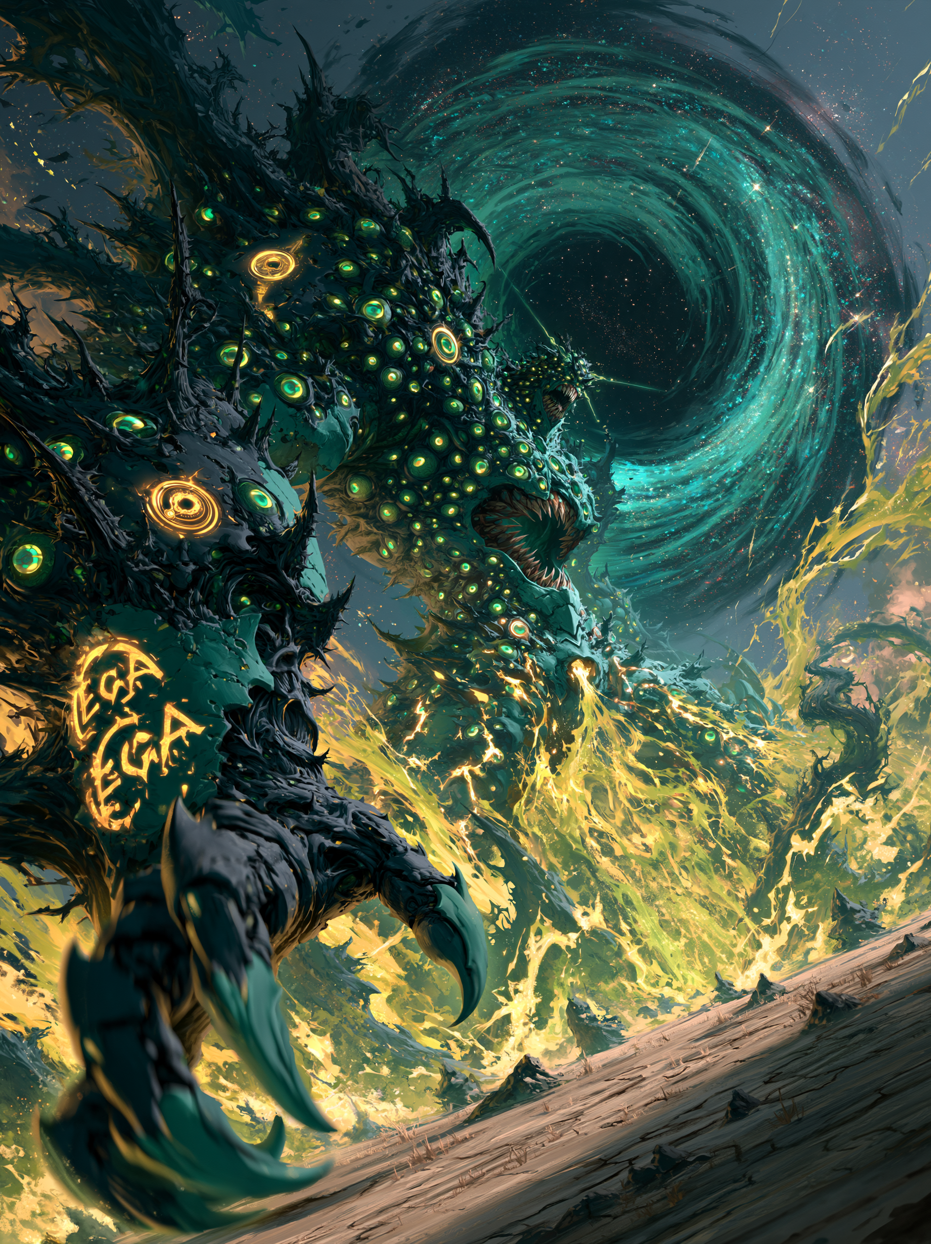 An epic, highly detailed anime-battle manga style digital...