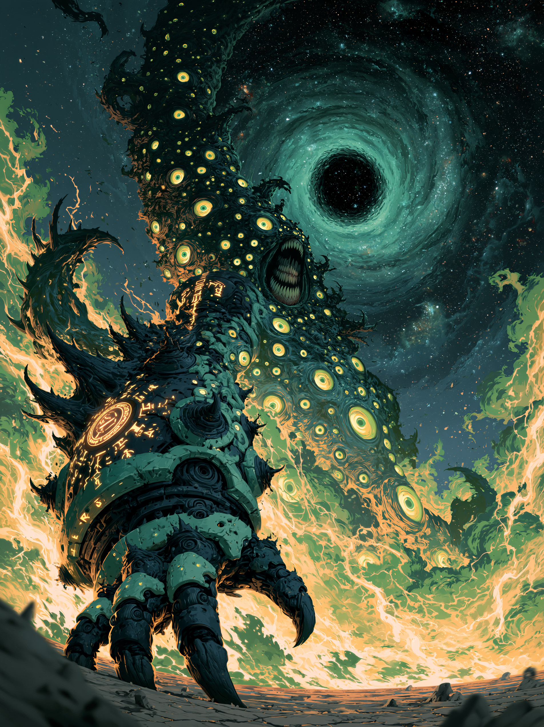 An epic, highly detailed anime-battle manga style digital... - alternate