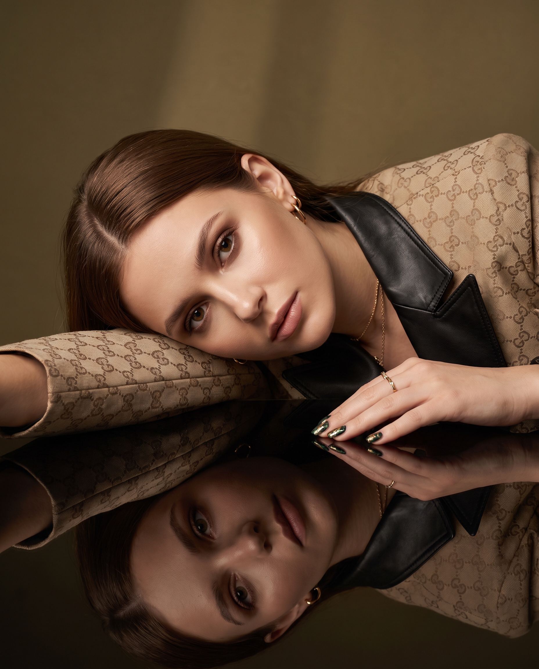 Create a hyper-realistic cinematic fashion portrait of a ...