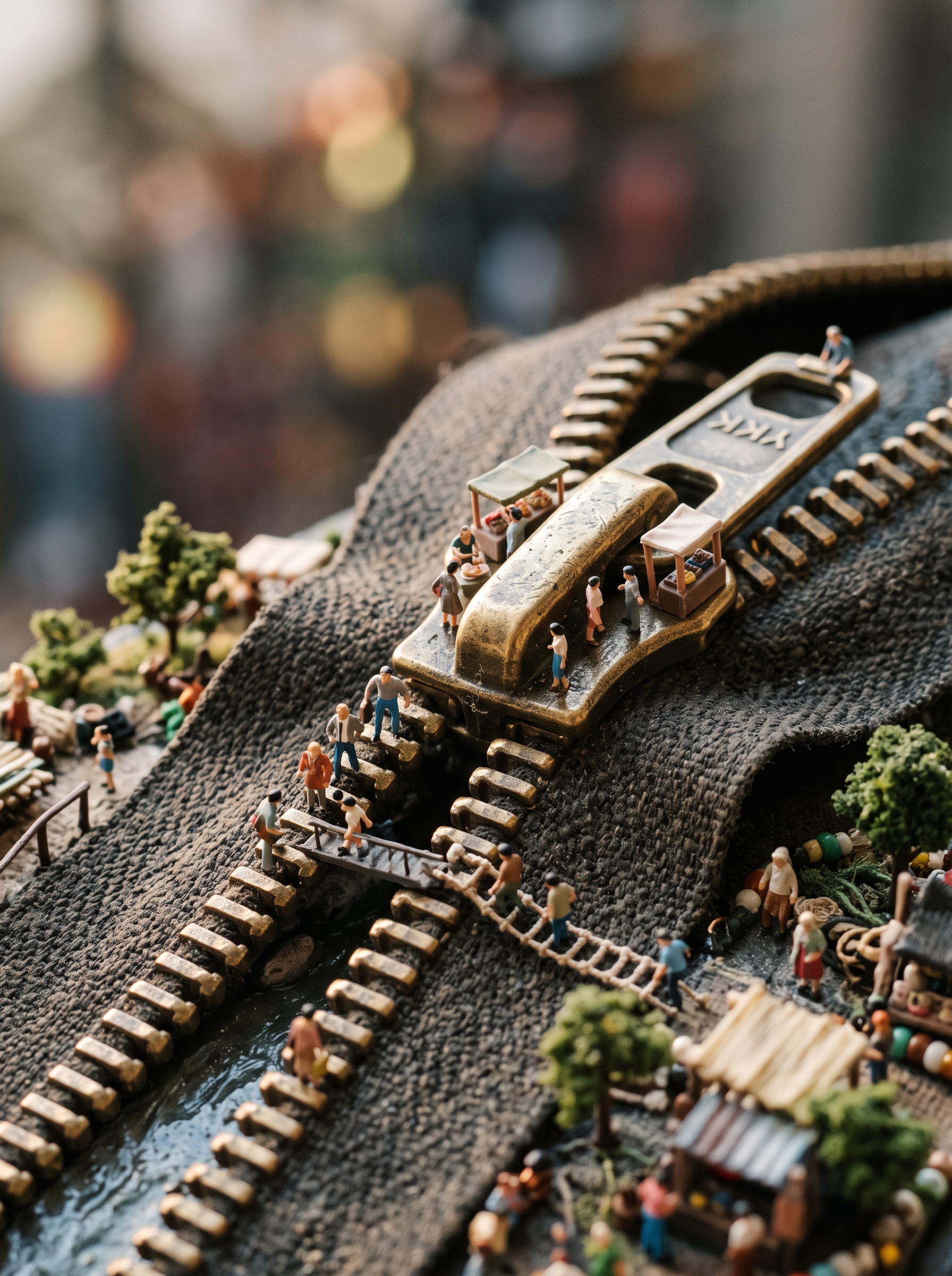 Create a hyper-realistic macro photograph of a miniature ...