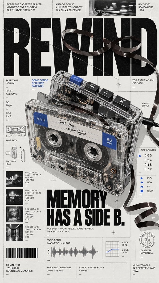 Create a 9:16 retro-tech editorial poster. - alternate