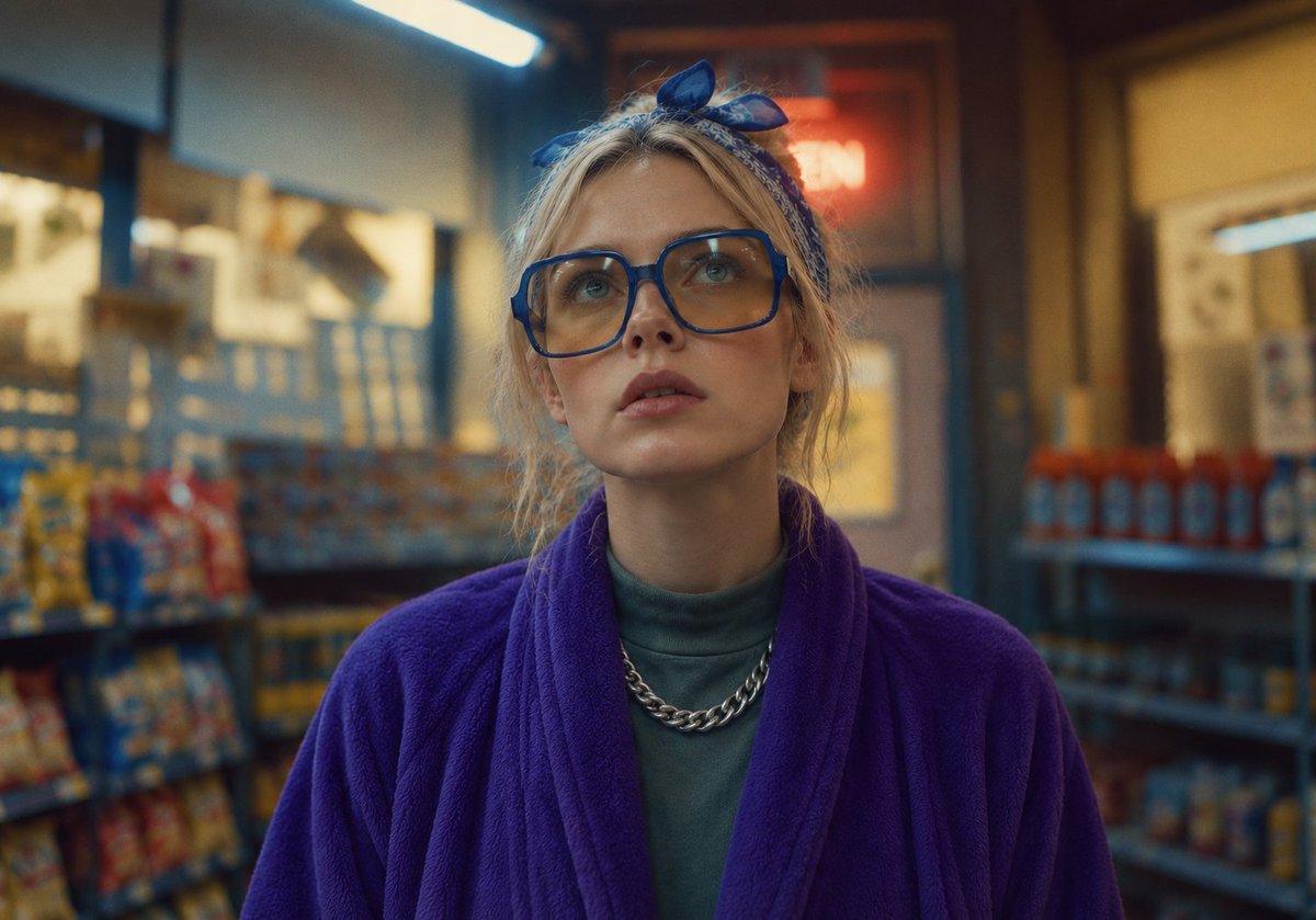 A cinematic commercial comedy film still of a beautiful y...