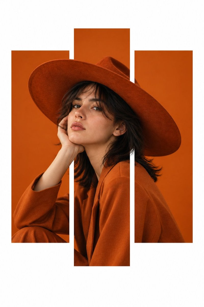 Create a vertical 2:3 fashion editorial poster with a min... - alternate
