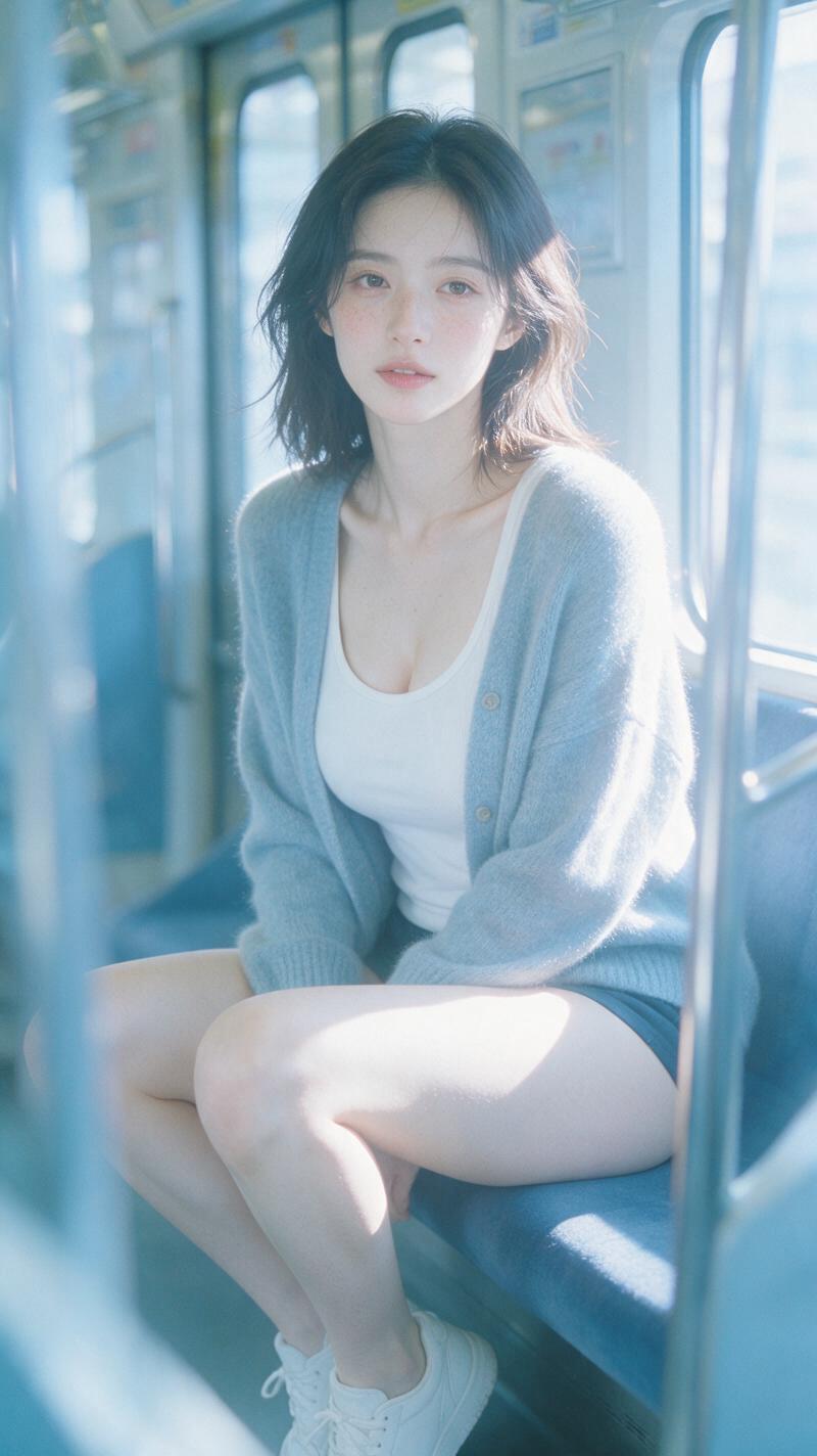 A clearly adult Taiwanese Instagram influencer, fair skin...