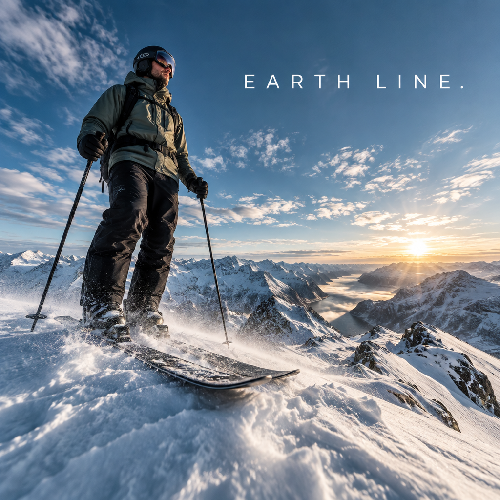 Create a premium 9:16 winter sports campaign.Main Subject...