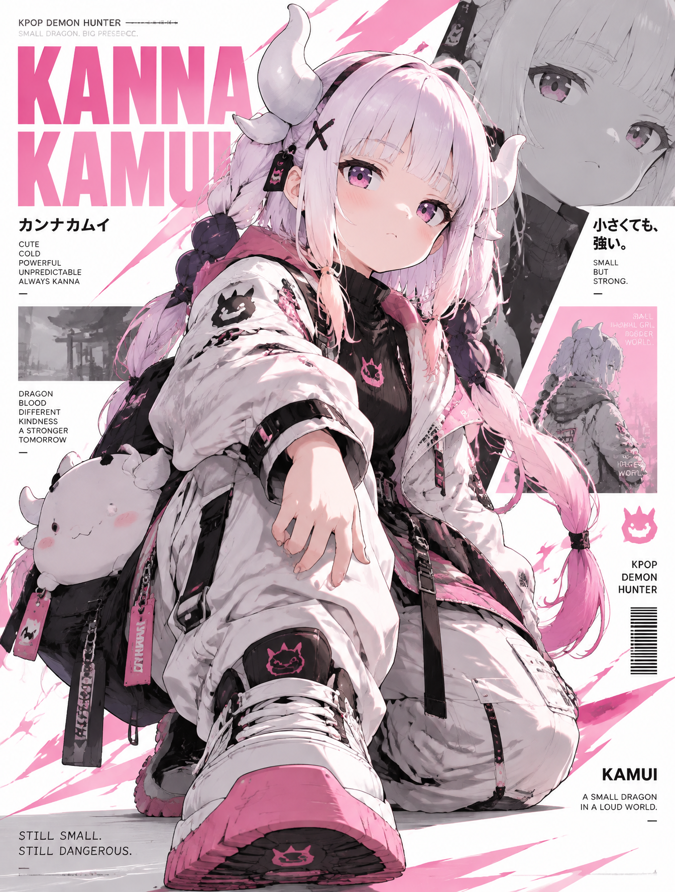 Create a stylized illustration of Kanna Kamui from the an...