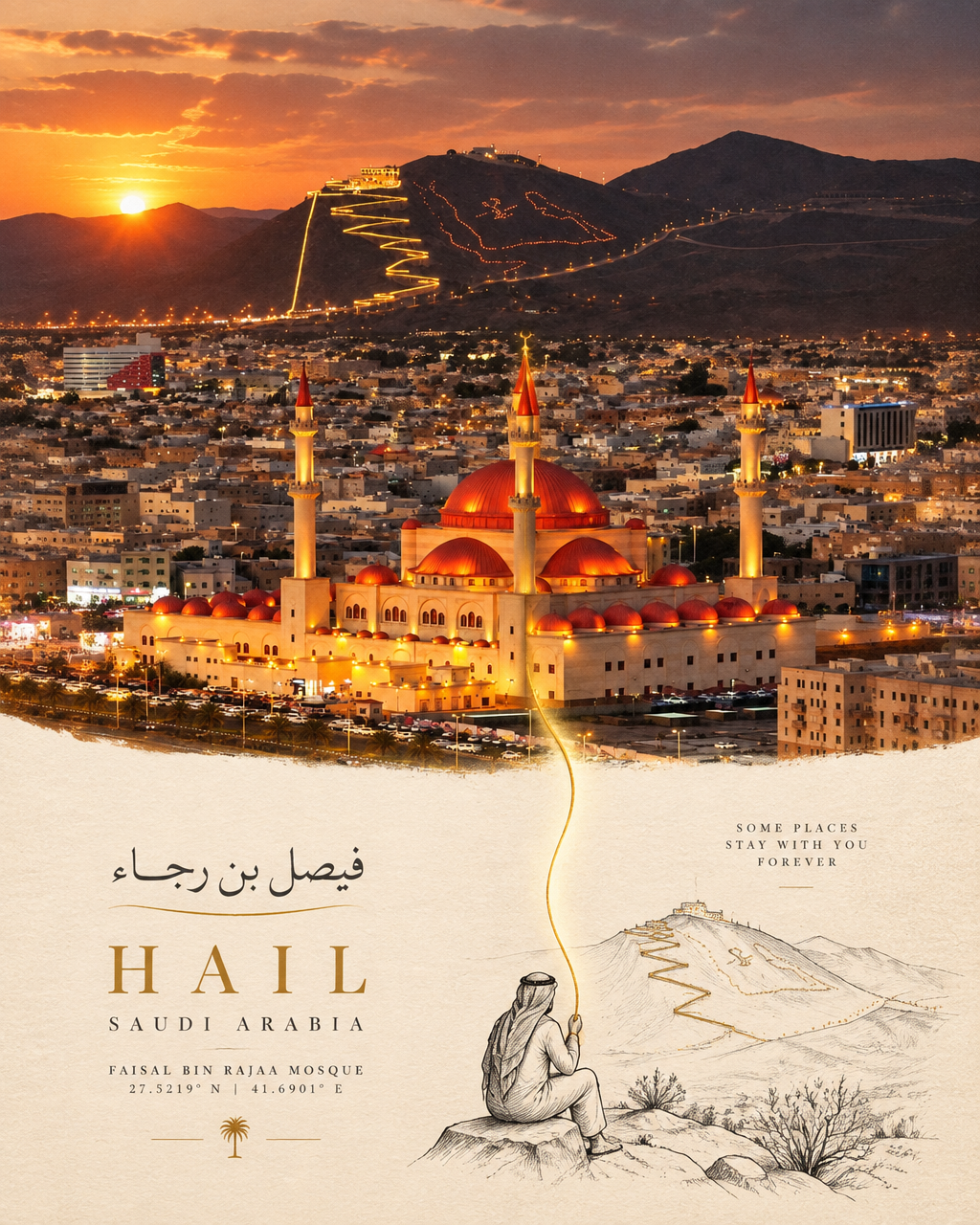 Create a sophisticated conceptual travel-art poster based...