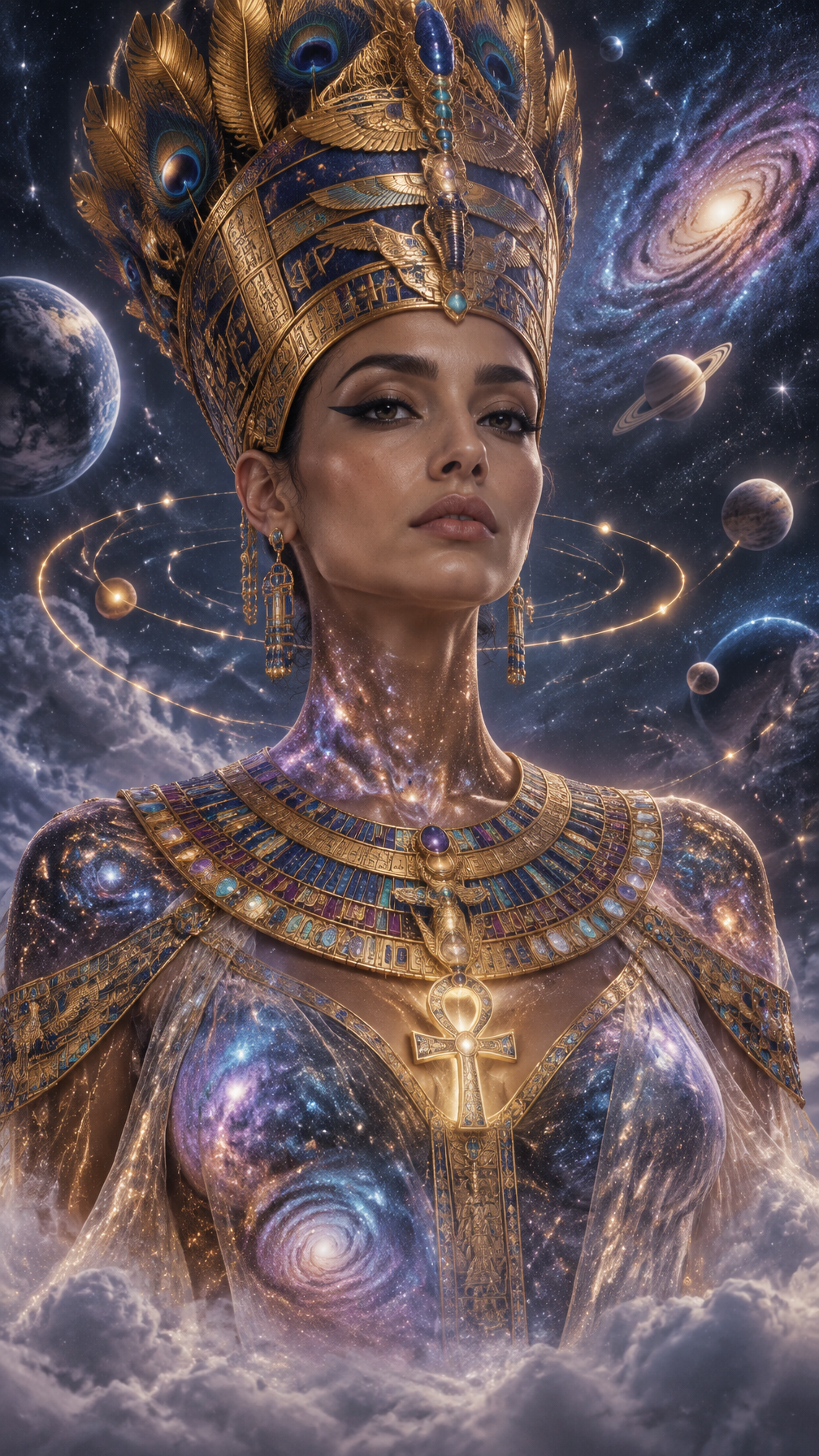 صورة بورتريه سينمائية فائقة الواقعية لملكة مصرية مستوحاة ...