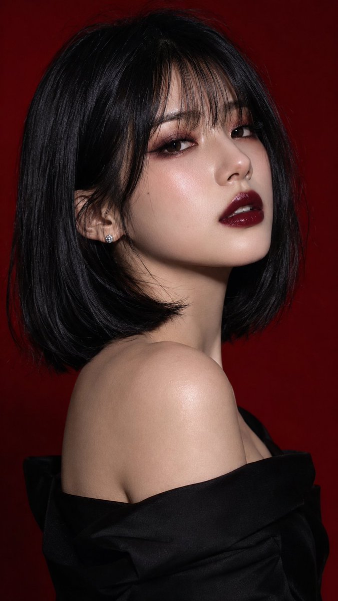 A high-fashion cinematic beauty portrait of an elegant ad...