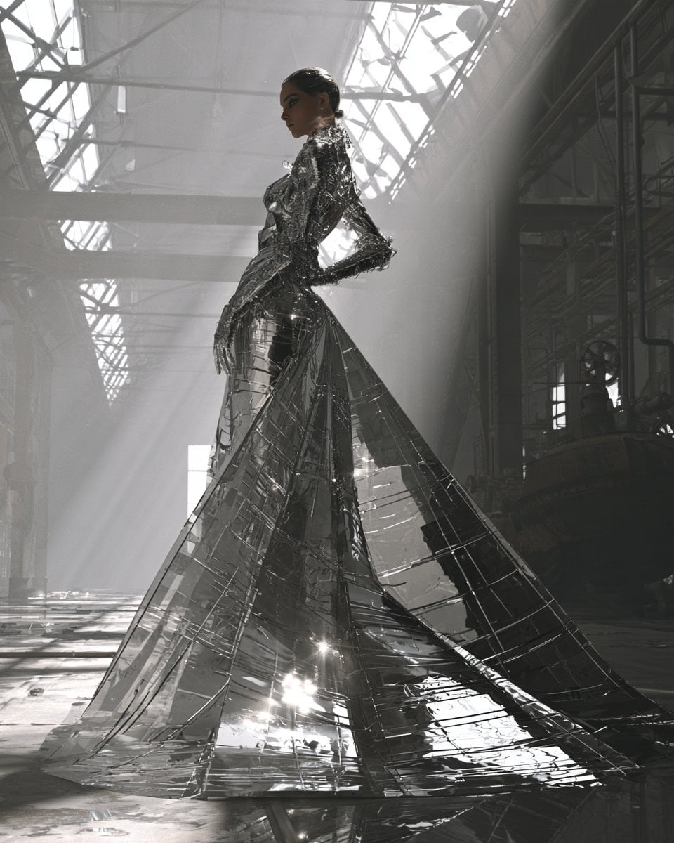 A Monochrome Industrial Elegance depiction of [Subject], ... - alternate