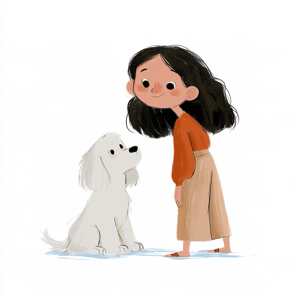 A cute girl and a puppy - alternate