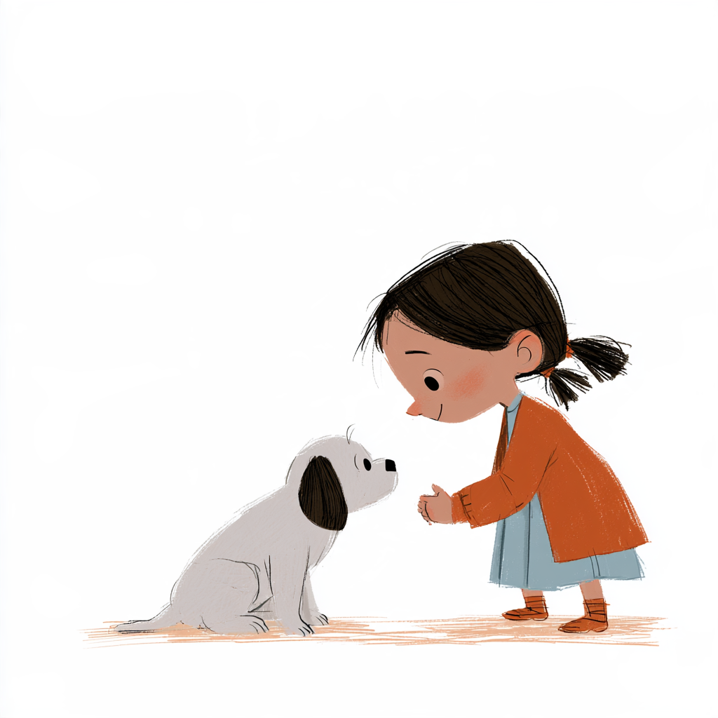 A cute girl and a puppy - alternate