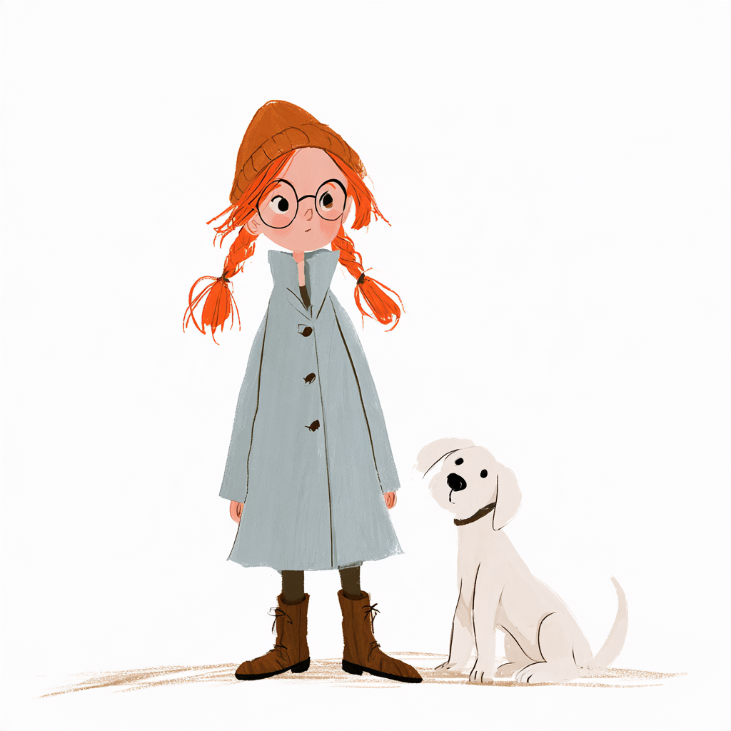 A cute girl and a puppy - alternate