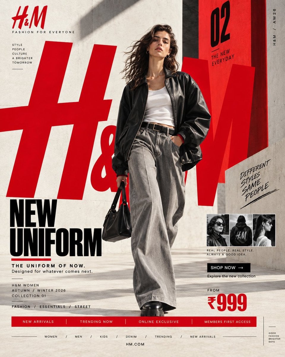 H&M — “NEW UNIFORM” I researched H&M’s current brand/visu... - alternate