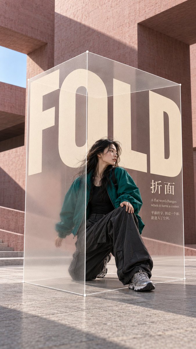Create a 9:16 experimental fashion editorial poster with ... - alternate