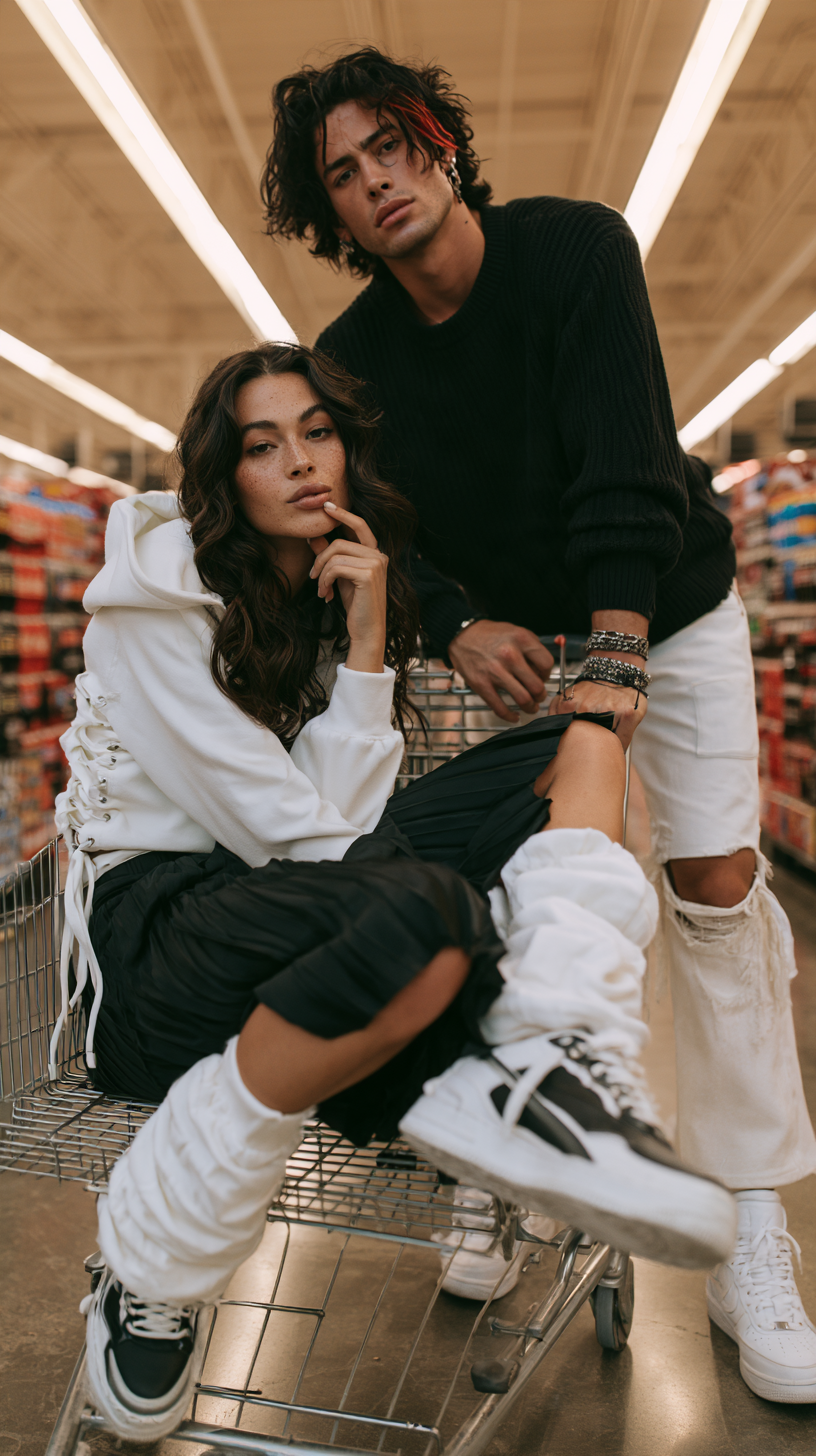 High-fashion photorealistic editorial scene set in a brig... - alternate