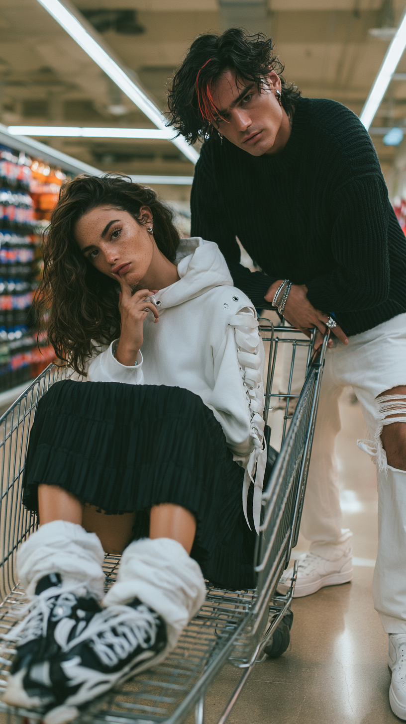 High-fashion photorealistic editorial scene set in a brig... - alternate