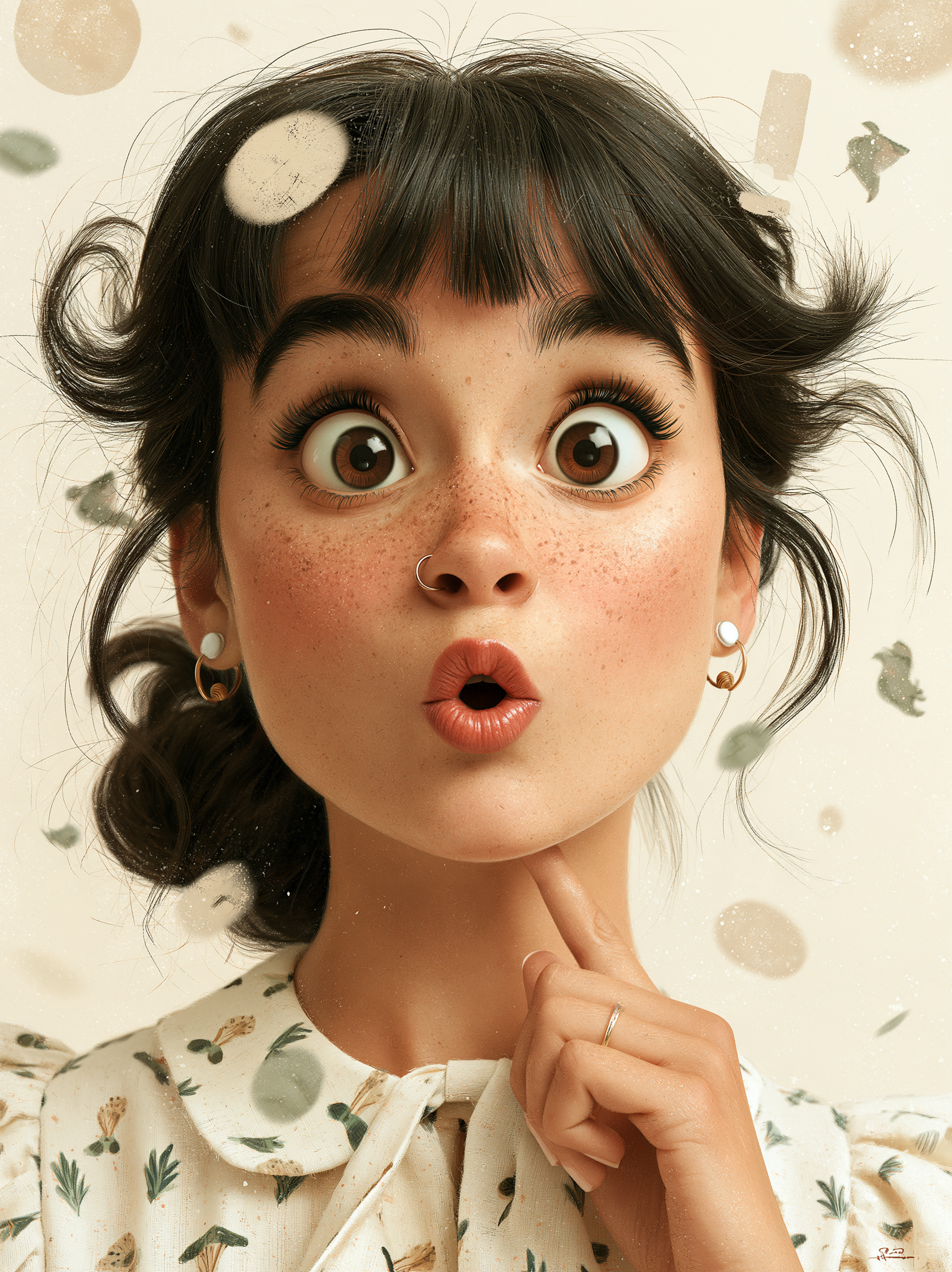 artistic portrait of a beautiful character in a cheeky dr... - alternate