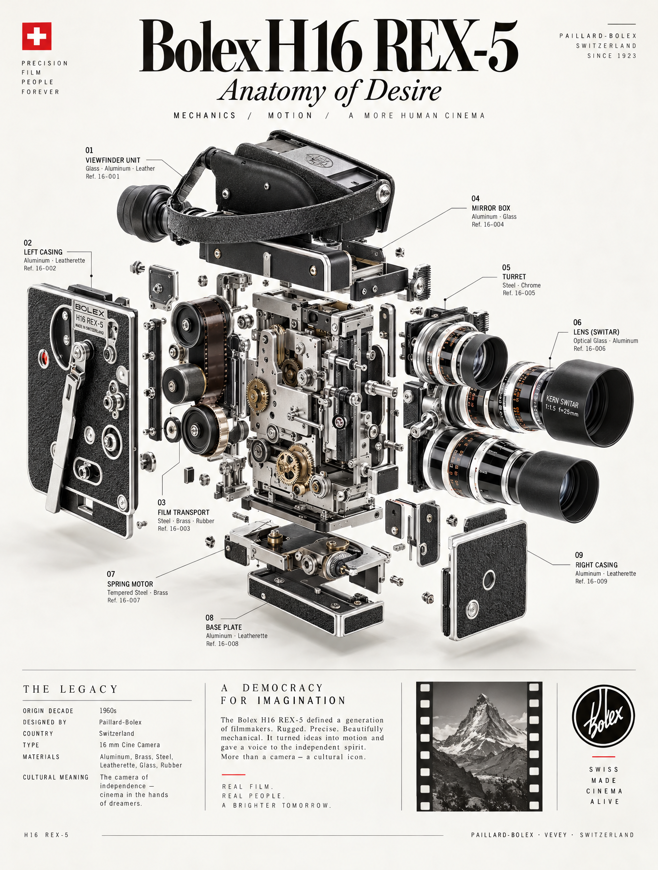 Create a vertical luxury infographic poster, 4:5. Swiss d...