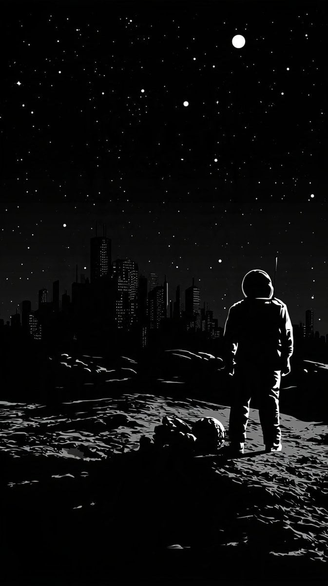 Pure black and white: night cities, moons, astronauts and... - alternate