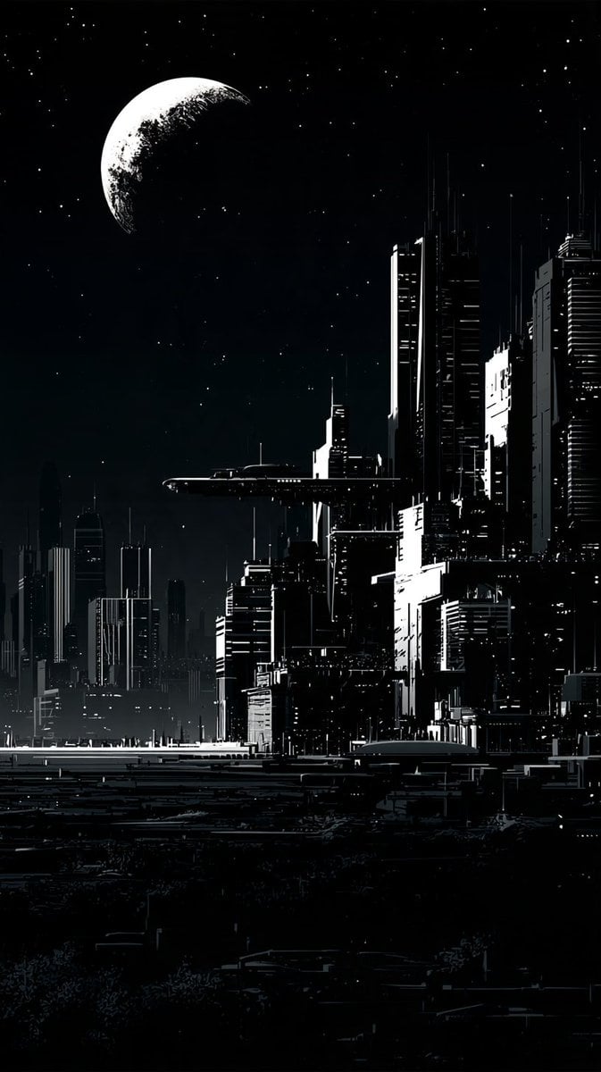 Pure black and white: night cities, moons, astronauts and... - alternate