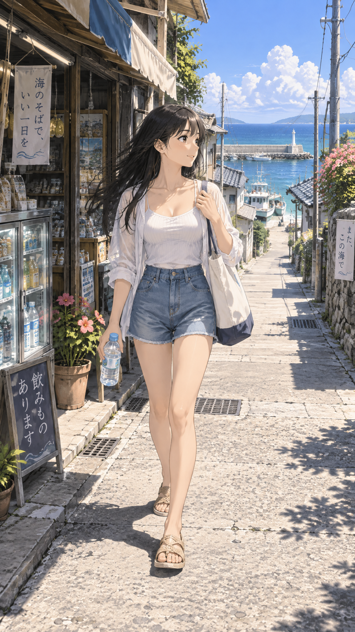 Subject & actionA young adult woman walks naturally past ...