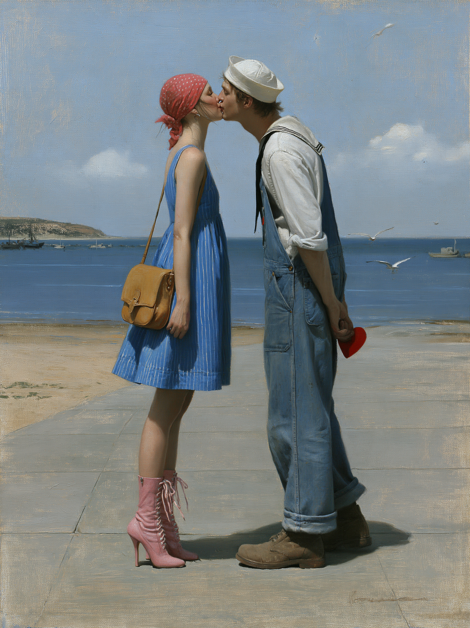 a digital painting in a vintage norman rockwell style dep...