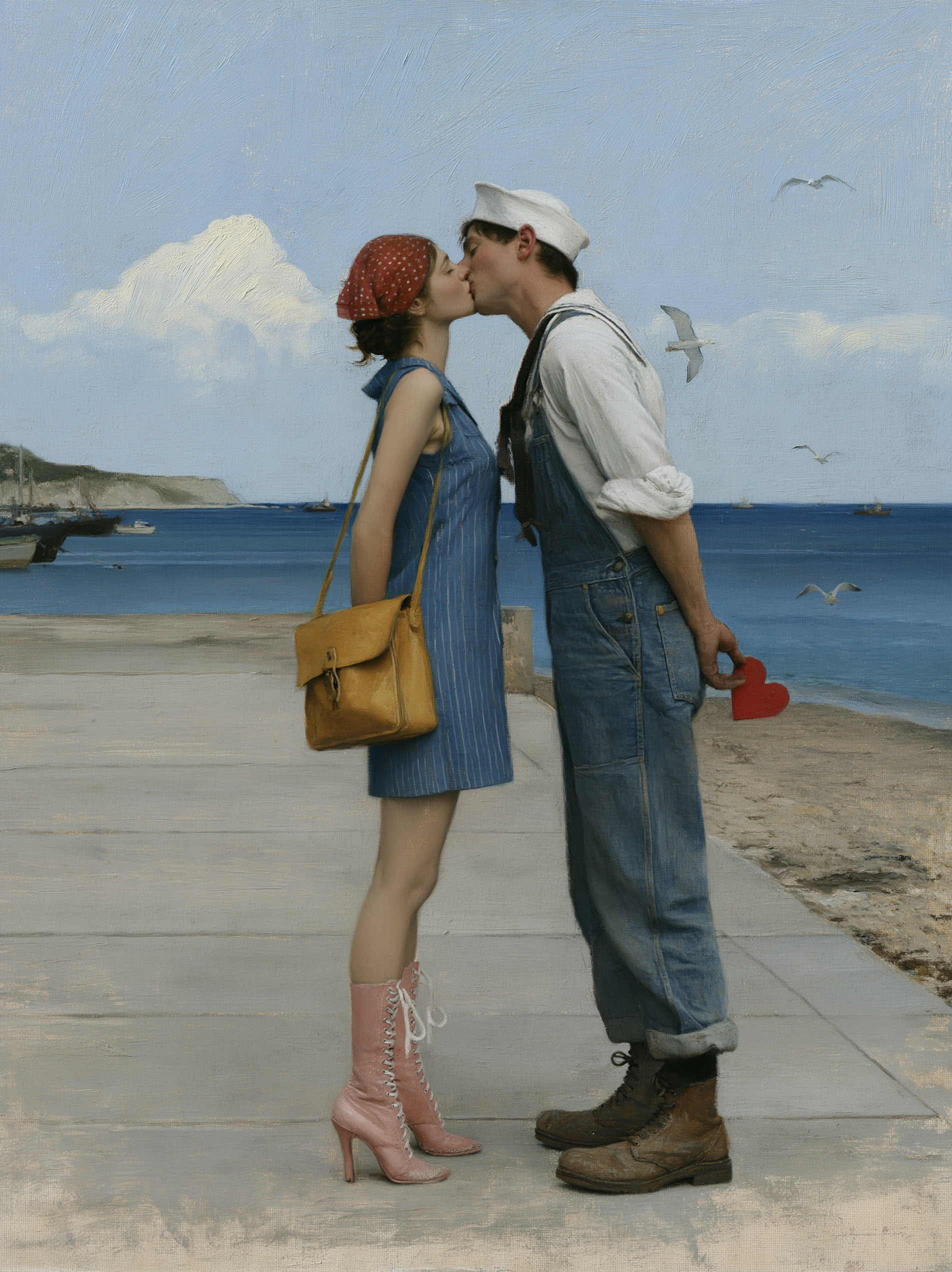 a digital painting in a vintage norman rockwell style dep... - alternate