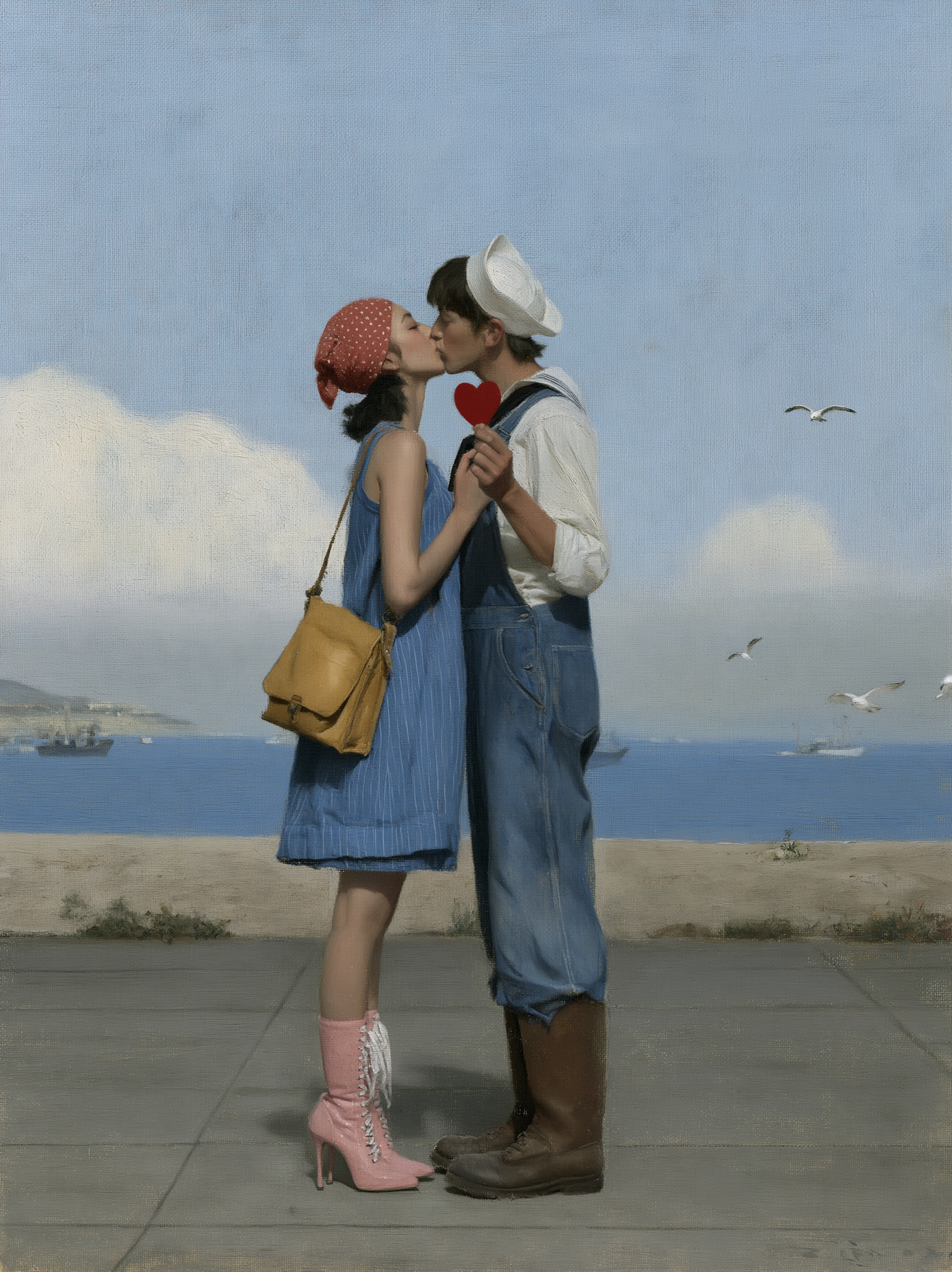 a digital painting in a vintage norman rockwell style dep... - alternate