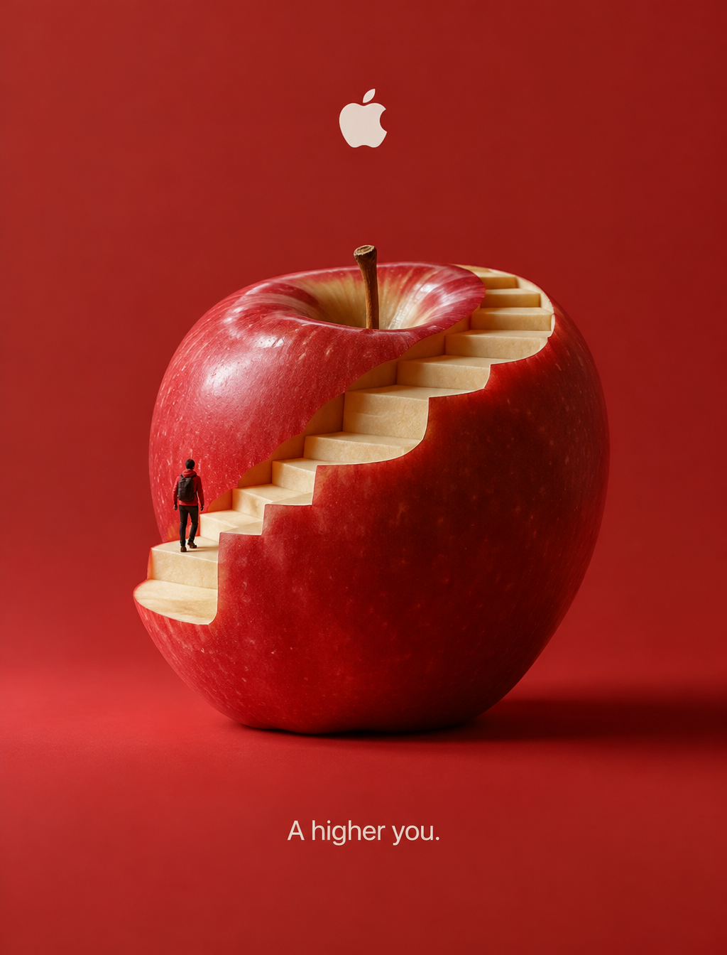 Generate Creative 3D ad for [Apple], with surreal object ...