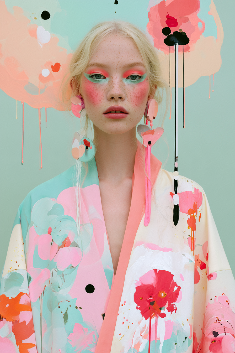 Surreal avant-garde fashion editorial photography, dreamy...
