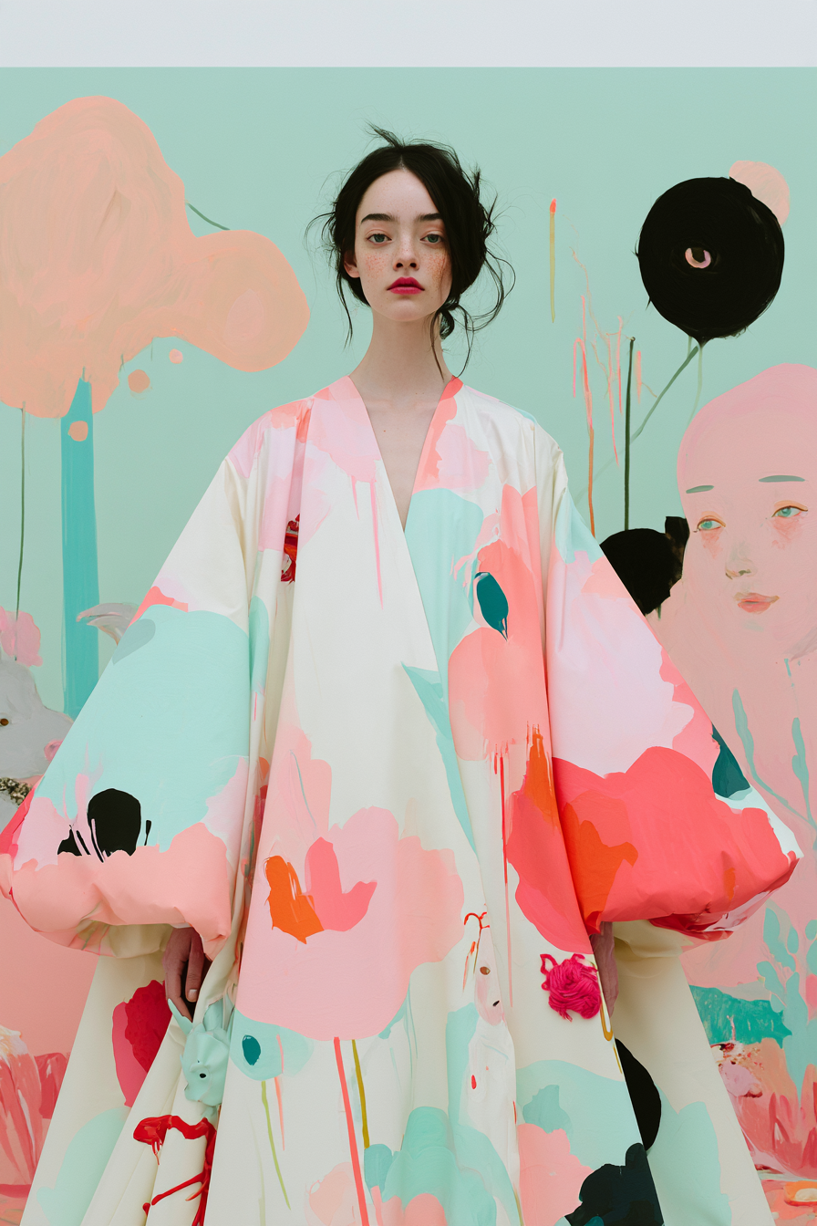 Surreal avant-garde fashion editorial photography, dreamy... - alternate