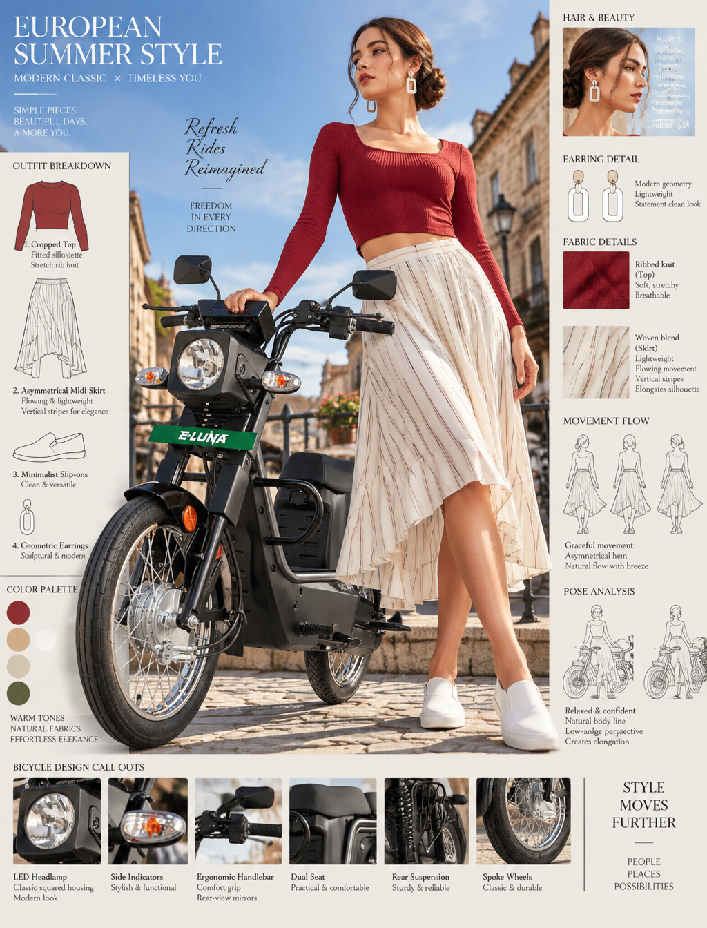 Fashion blueprint sheet of an elegant young woman posing ...