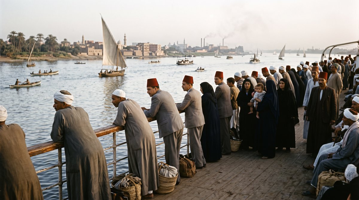 candid photograph, 1940 Egypt, taken from the deck of a b...