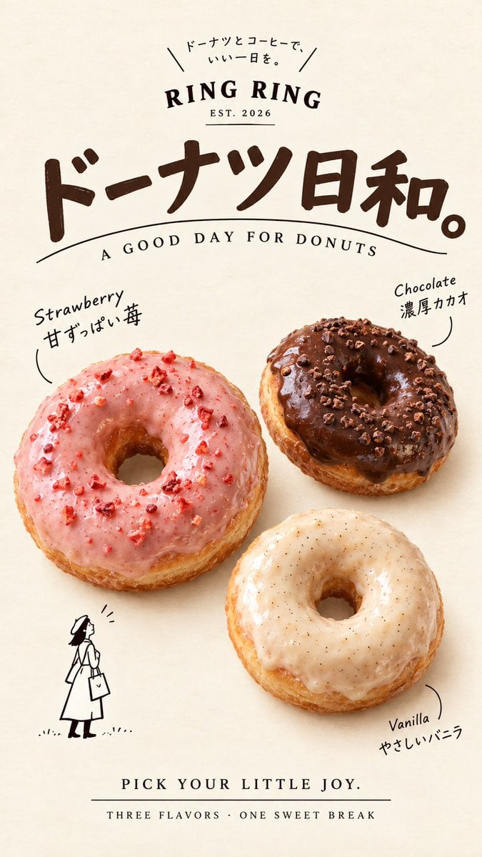 Create a charming Japanese-style bakery poster combining ... - alternate