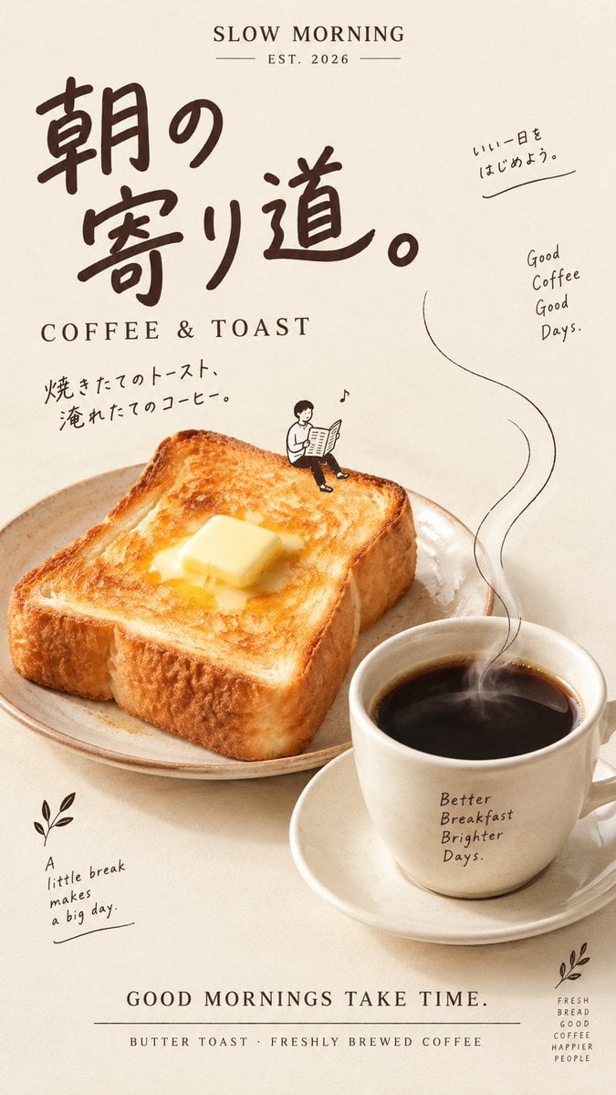 Create a charming Japanese-style bakery poster combining ... - alternate