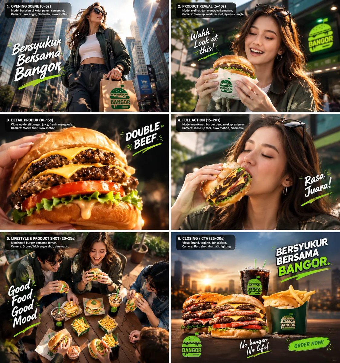 Create a 40-second vertical 9:16 cinematic fast-food comm...